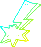 cold gradient line drawing of a cartoon lightning bolt png