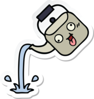 sticker of a cute cartoon pouring kettle png