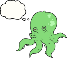 hand drawn thought bubble cartoon octopus png