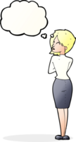 cartoon businesswoman ignoring with thought bubble png