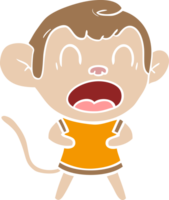 macaco de desenho animado de estilo de cor plana gritando png