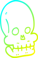 cold gradient line drawing of a cartoon funny skull png