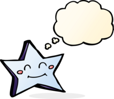 cartoon happy star character with thought bubble png