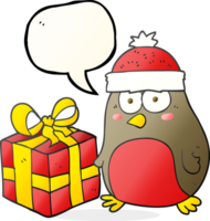 hand drawn speech bubble cartoon christmas robin png