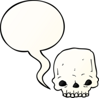 cartoon spooky skull with speech bubble in smooth gradient style png