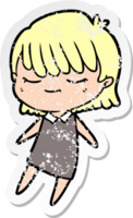 distressed sticker of a cartoon woman png