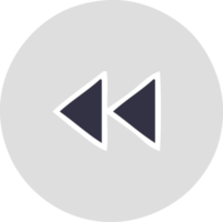 flat color retro cartoon of a rewind button png