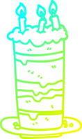 cold gradient line drawing of a cartoon birthday cake png