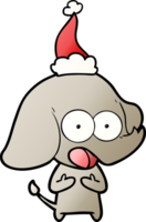 linda mano dibujado degradado dibujos animados de un elefante vistiendo Papa Noel sombrero png