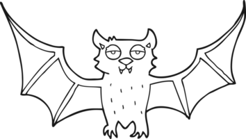 hand drawn black and white cartoon halloween bat png