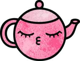 retro grunge texture cartoon of a teapot png