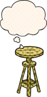 cartoon artist stool with thought bubble in comic book style png