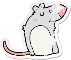 distressed sticker of a cartoon fat rat png