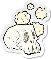 retro distressed sticker of a cartoon dusty old skull png
