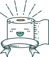 scroll banner with tattoo style toilet paper character png