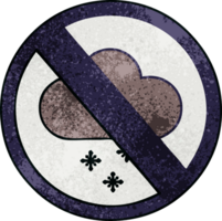 retro grunge texture cartoon of a snow cloud warning sign png