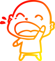 warm gradient line drawing of a cartoon shouting bald man png