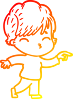 warm gradient line drawing of a cartoon woman thinking png