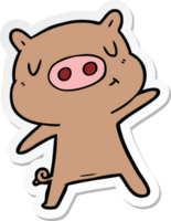 sticker of a cartoon content pig png