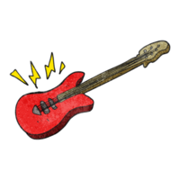 hand textured cartoon electric guitar png