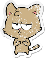 distressed sticker of a bored cartoon cat png