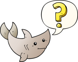 cartoon shark asking question with speech bubble in smooth gradient style png