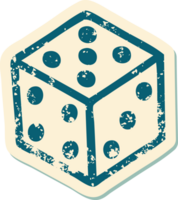 iconic distressed sticker tattoo style image of a dice png