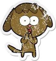 distressed sticker of a cute cartoon dog png