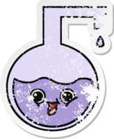 distressed sticker of a cute cartoon science experiment png