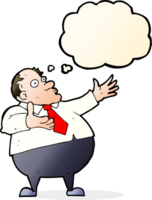 cartoon exasperated middle aged man with thought bubble png