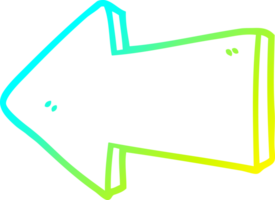 cold gradient line drawing of a cartoon pointing arrow png