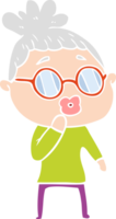 mulher de desenho animado estilo cor plana usando óculos png
