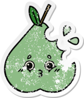 distressed sticker of a cute cartoon pear png