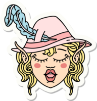 sticker of a elf bard character face png