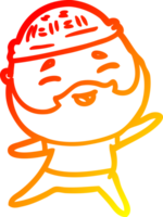 warm gradient line drawing of a cartoon happy bearded man png