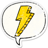 cartoon lightning bolt with speech bubble distressed distressed old sticker png