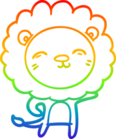 rainbow gradient line drawing of a cartoon lion png