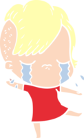 menina chorando de desenho animado de estilo de cor plana png