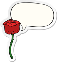 cartoon rose with speech bubble sticker png