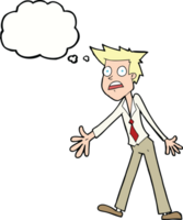 cartoon stressed man with thought bubble png