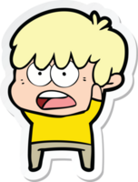 sticker of a worried cartoon boy png