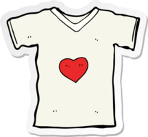 klistermärke av en tecknad t-shirt med kärlekshjärta png