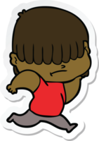 sticker of a cartoon boy with untidy hair png