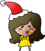 hand drawn christmas gradient cartoon of kawaii girl png