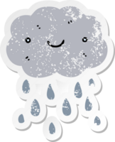 beunruhigter Aufkleber einer niedlichen Cartoonwolke png