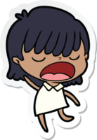 sticker of a cartoon woman talking loudly png