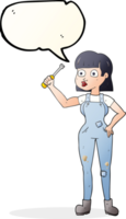 hand drawn speech bubble cartoon female mechanic png