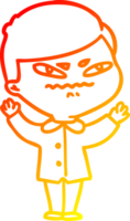 warm gradient line drawing of a cartoon angry man png