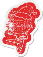 eigenzinnig tekenfilm verontrust sticker van een Mens huilen vervelend de kerstman hoed png