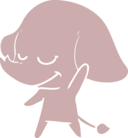 elefante sonriente de dibujos animados de estilo de color plano png